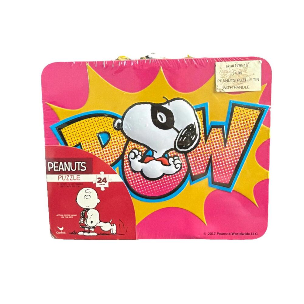Peanuts Snoopy POW 24 Piece Puzzle in Collectible Metal Tin Lunch Box New